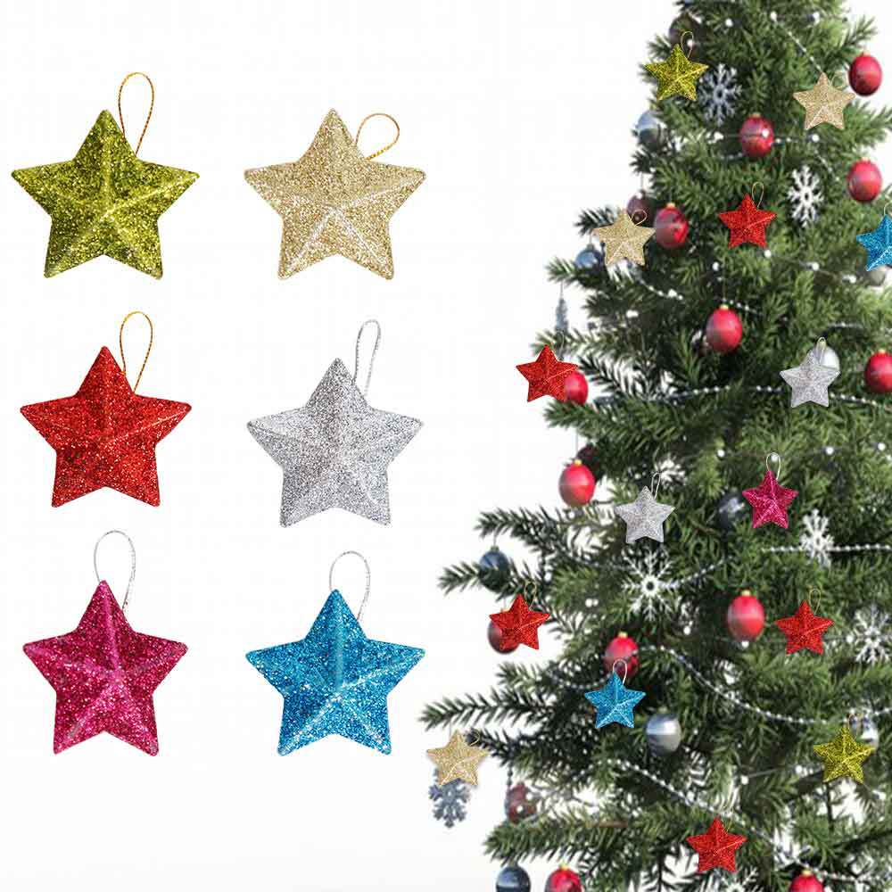 [Hot]Merry Christmas Tree Decor/ 3D Gold Powder Five Pointed Stars Xmas Tree แขวนจี้เครื่องประดับ/ทองสเตอริโอ Star แขวนตกแต่ง/วันหยุดงานแต่งงานตกแต่งบ้าน