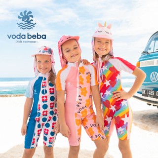 VODA BEBA ชุดว่ายน้ำวันพีชแขนสั้นเด็กผู้หญิงลายการ์ตูน รุ่น …