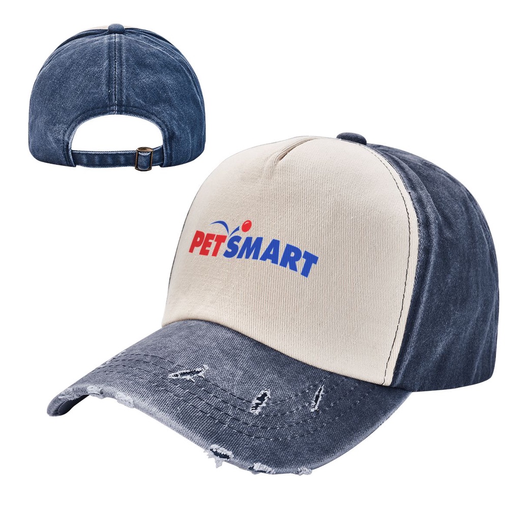 PetSmart โลโก้คาวบอย Contrast สีล้างหมวกผู้ใหญ่คาวบอยหมวกเก่าผ้าฝ้าย 100% โค้ง Brim Sun หมวกปรับผู้ช