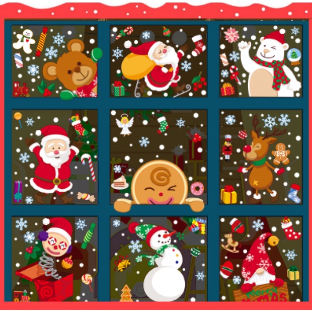 COMBO-ECTASTIC INHALING NOEL ตกแต่งรูปลอก - happy Christmas of Cute red Christmas friends (9 แผ่น)-C