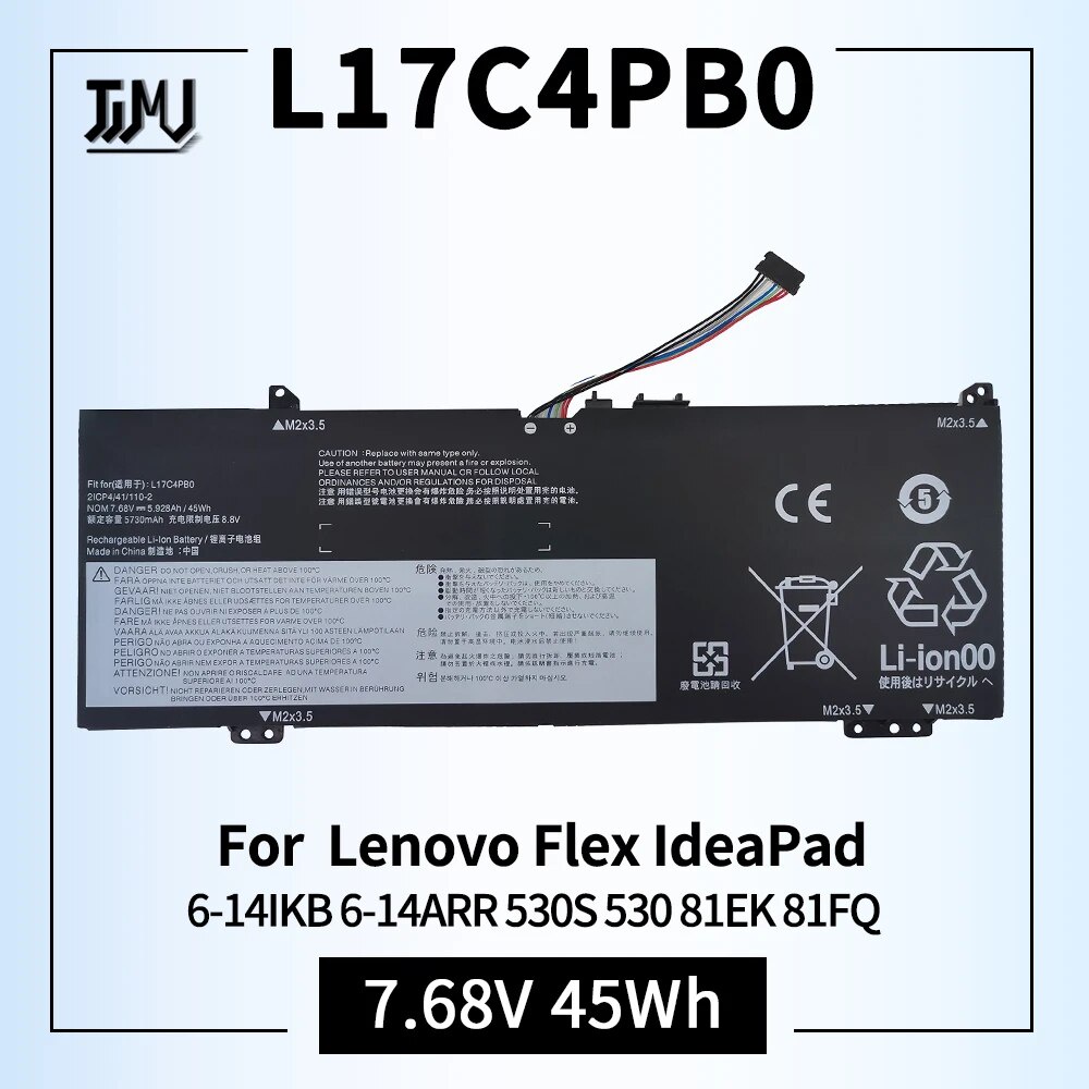 แบตเตอรี่แล็ปท็อป L17C4PB0    Lenovo Flex 6-14IKB 14ARR IdeaPad 530S-14ARR 530S-14IKB L17C4PB2 L17M4PB0 5B10Q16066