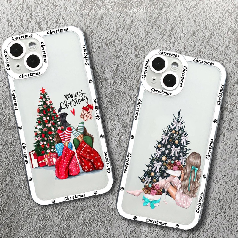 เคสโทรศัพท์มือถือแบบนิ่ม ใส ลายกวาง หิมะ คริสต์มาส ของขวัญปีใหม่ สําหรับ iPhone 15 11 12 13 14 Pro Max XS X XR Max 7 8 Plus SE 2 2020 Mini