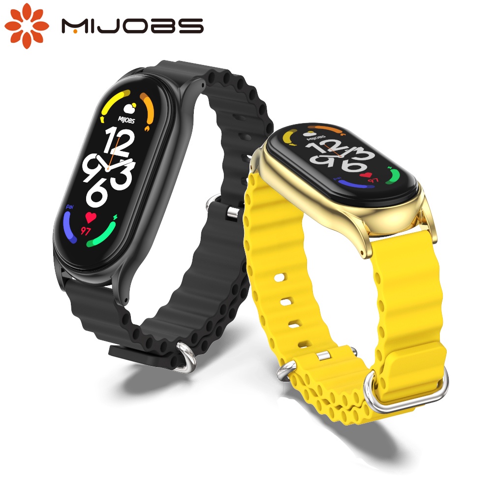 Mijobs สายนาฬิกาข้อมือซิลิโคน กันน้ํา ใส่สบาย ระบายอากาศ แบบเปลี่ยน สําหรับ Mi Band 7 Miband 7 NFC Xiaomi