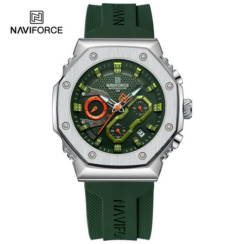 Naviforce นาฬิกาข้อมือผู้ชาย สปอร์ตแฟชั่น รุ่น NF8035G สายซิลิโคน กันน้ำ ระบบอนาล็อก