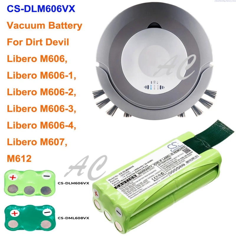 AC Cameron Sino 1800mAh Vacuum Battery 0607004 for Dirt Devil Libero M606, Libero M606-1, Libero M60