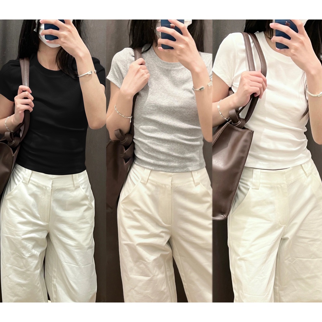 Nuziro Baby Tee - เสื้อยืดคอวีแขนสั้นผ้าฝ้าย #66210