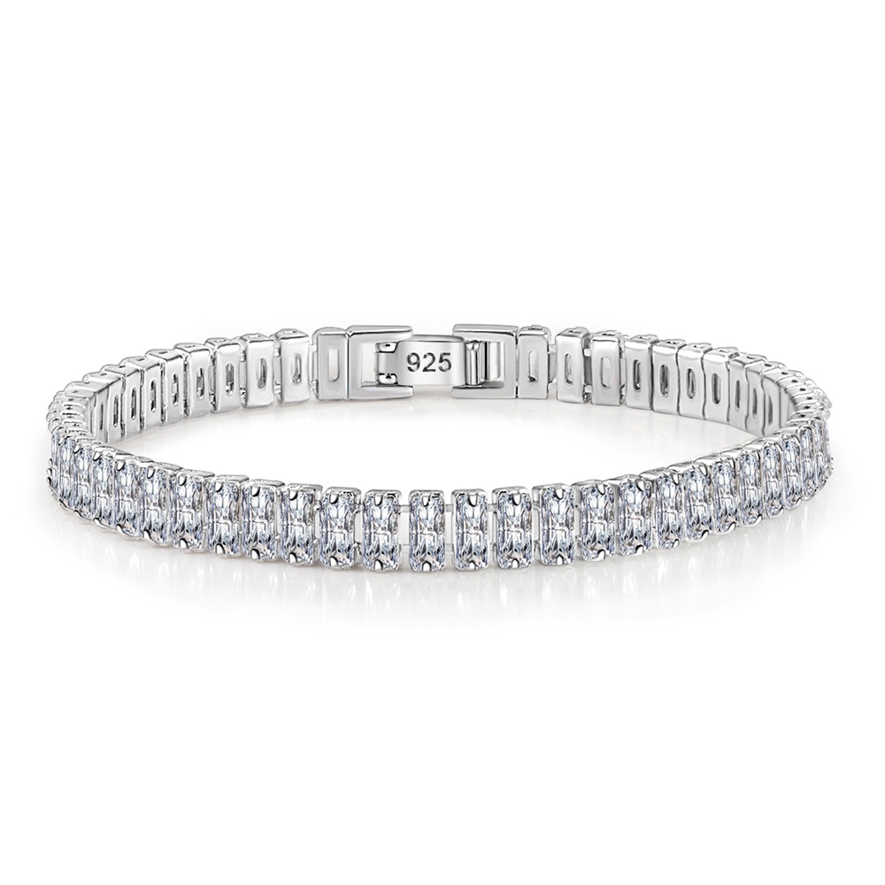 Solid Pure Silver 16/17/18/19/ สร้อยข้อมือเทนนิส Pave 3 มม.รอบ Black Jet Zircon Elegant จริง 925 เครื่องประดับสําหรับผู้หญิง