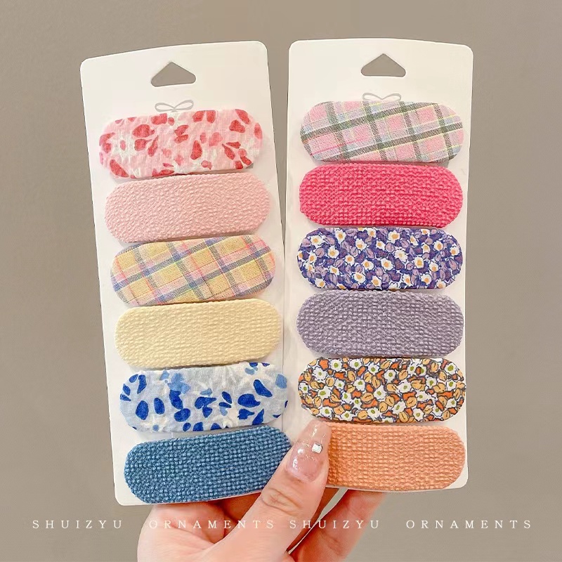 กิ๊บติดผมหน้าม้า ผ้าน่ารัก สีสันสดใส สไตล์เกาหลี สําหรับผู้หญิง – โปรปัง