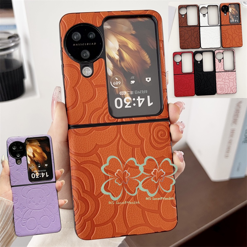 เคสโทรศัพท์มือถือหนัง แบบฝาพับ กันกระแทก ลายดอกไม้ หมี แสตมป์ สําหรับ OPPO Find N3 N2