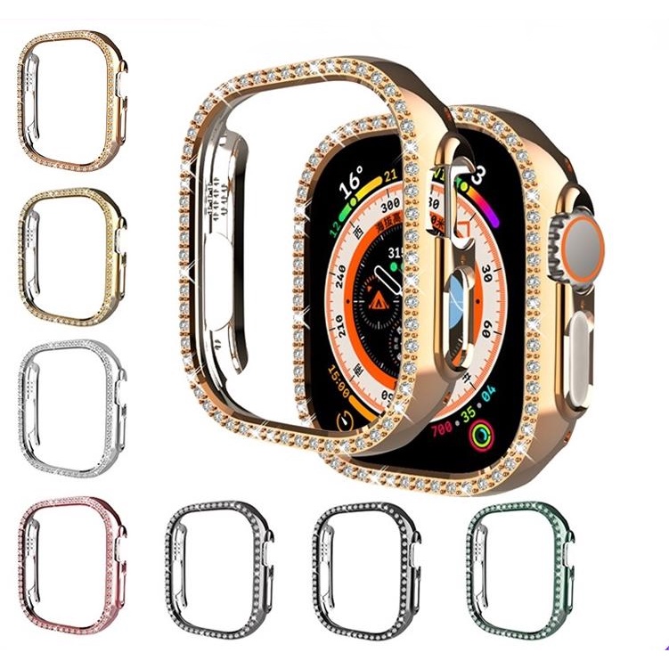 💖 watch เคส💖กรณีนาฬิกากันกระแทกเพชรเงางาม for App le Watch Ultra 2 49 มม. 45 44/42มม. 41 40/38มม  i Watch series 9 8 7 6 SE 5 4 3 เคส smartwatch