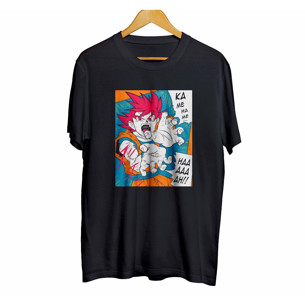 เสื้อยืดแขนสั้นเสื้อยืด พิมพ์ลายอนิเมะ GOKU SSJ GOD - DRAGON BALL 100% combed 30sS-5XL