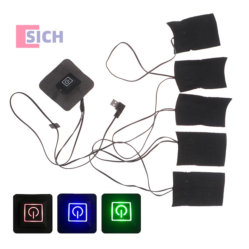 [Sich] ชุดแผ่นทําความร้อนไฟฟ้า USB 5 แผ่น สําหรับเสื้อแจ็กเก็ต DIY