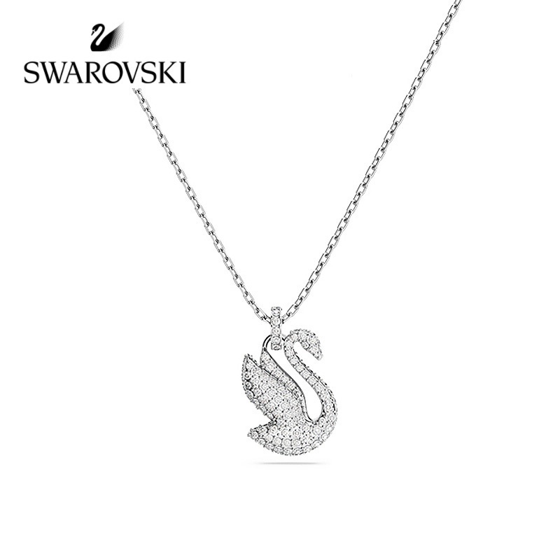 ❤พร้อมส่ง❤  Swarovski Iconic Iconic Swan ชุดสร้อยคอ รูปหงส์ สีขาว ของขวัญ &amp;&amp;*
