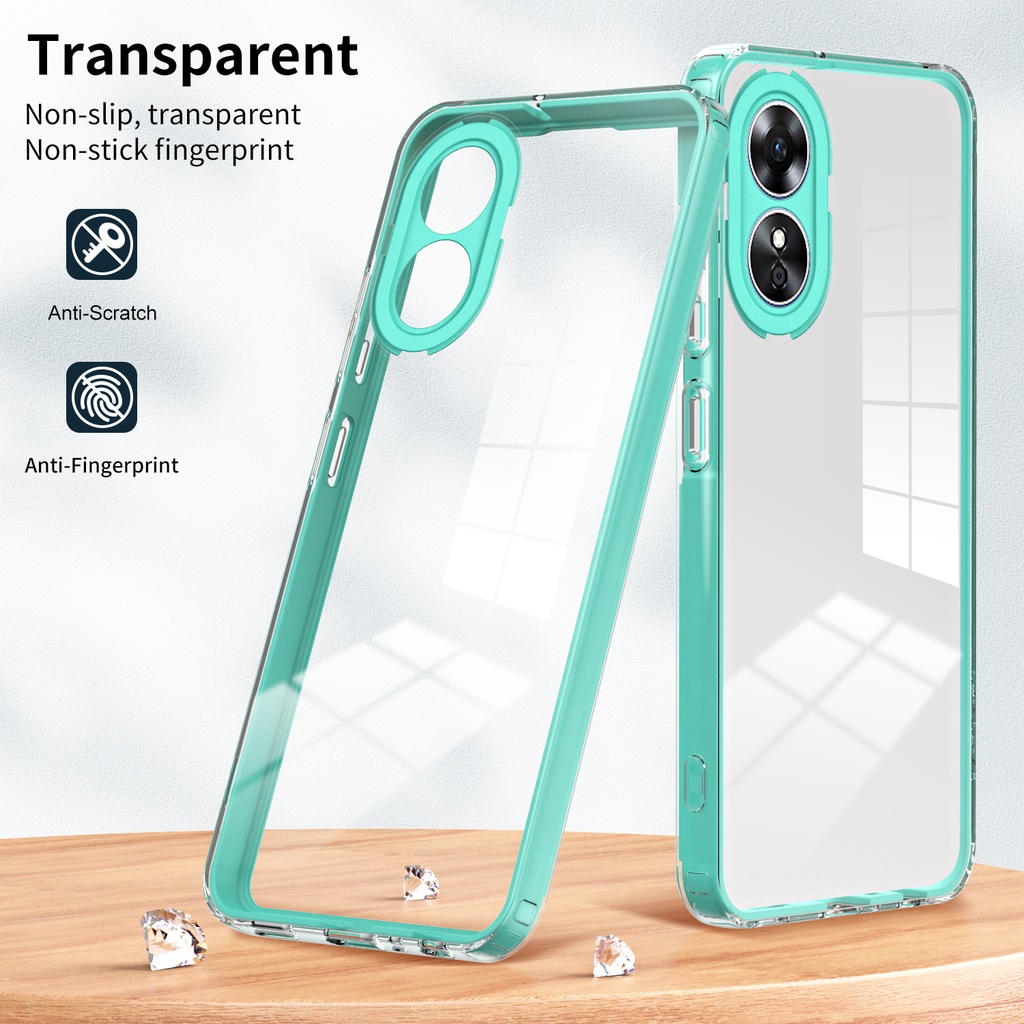 2 in 1 กันชน PC แข็ง + เคสหลัง ยางนิ่ม แบบใส สําหรับ OPPO A98 5G A78 A38 A18 4G