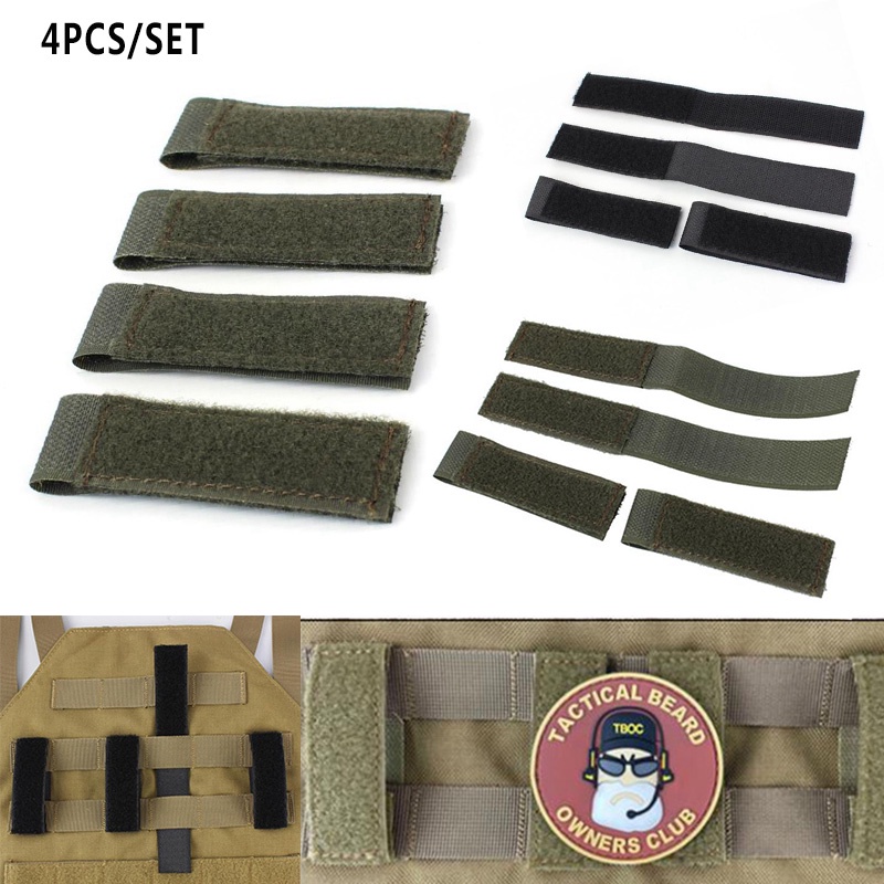 GEXIANDA 4 ชิ้น/เซ็ต แผ่นติด MOLLE พร้อมสายคล้องและพลาสติก ID Patch สำหรับกระเป๋าเป้และเสื้อกั๊ก