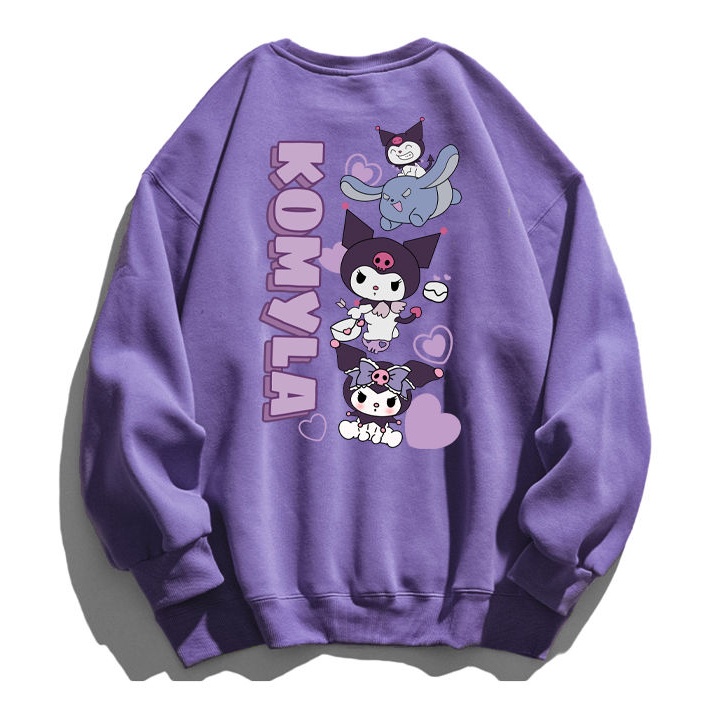 เสื้อกันหนาวแขนยาว คอกลม ทรงหลวม ลายการ์ตูนคุโรมิ สไตล์เกาหลี สําหรับผู้หญิง และคู่รัก