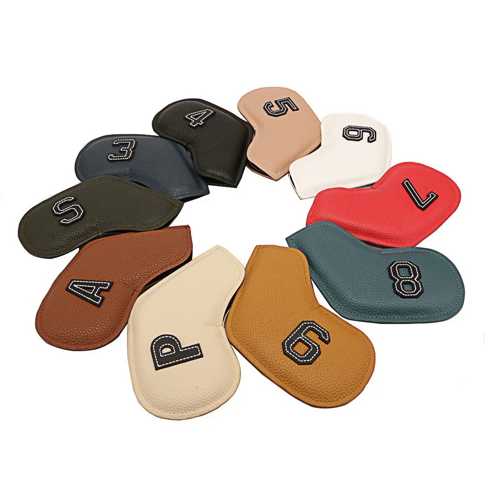 10pcs/set Golf Iron Headcover 4-9,P,S,A, Club Head Cover Embroidery Number Case Sport Golf Training 