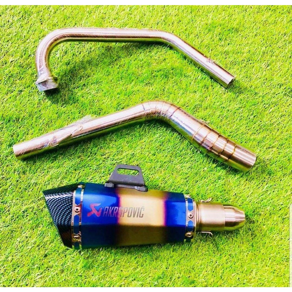 คอท่อฟูล + ปลายท่อ Aka สีรุ้ง  สำหรับ M-Slaz และ R15 ตัวเก่า