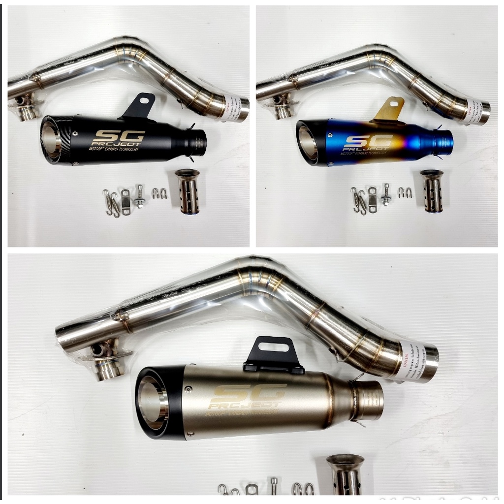 คอท่อสแตนเลส คอท่อ Suzuki GSX150 ขนาดคอท่อ 2 นิ้ว พร้อมปลายท่อ SC โปร Moto GP ตัวอ้วน ฟรีแคทลดเสียง