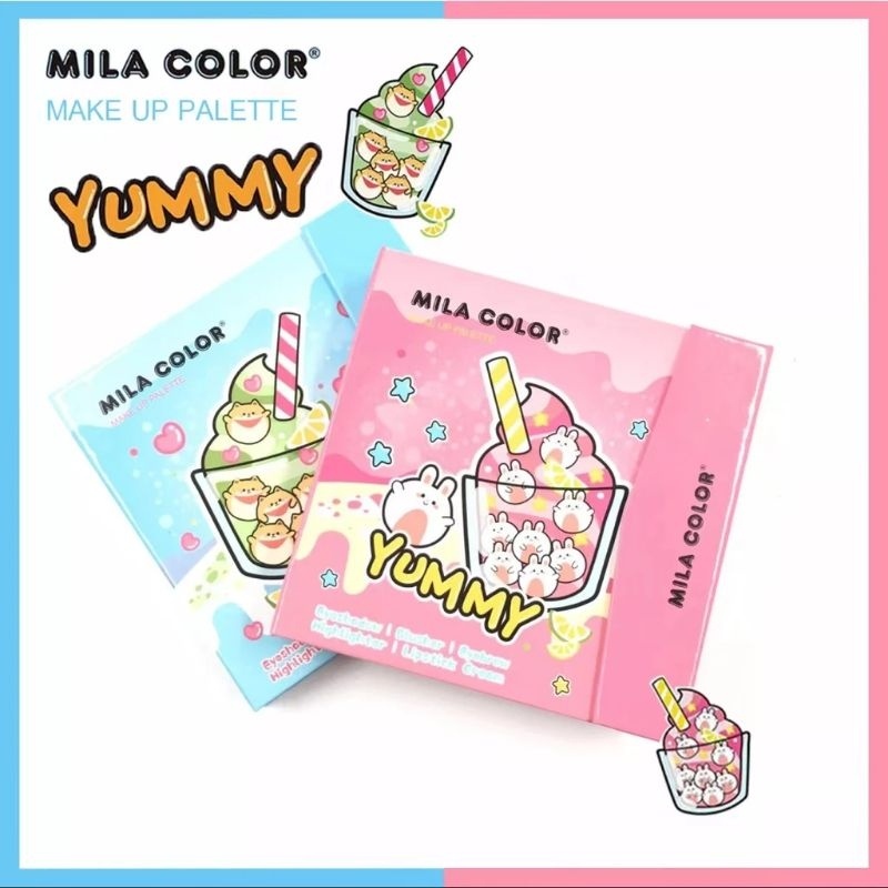 MILA COLOR Makeup Palate MC5044  พาเลทแต่งหน้ากระเป๋า ปก Yummy ได้ครบในพาเลทเดียวกัน พกพาง่ายสะดวก แต่งได้ทุกลุคลล