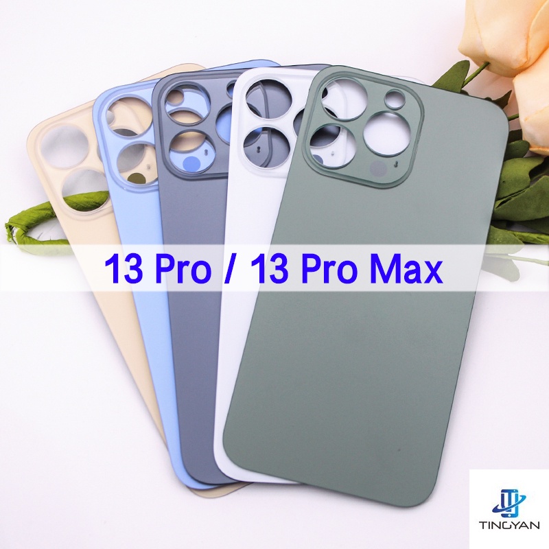 ใหม่ ฝาครอบแบตเตอรี่ด้านหลัง แบบกระจก รูใหญ่ ไม่มีกาว สําหรับ iPhone 13 Pro Max 13Pro