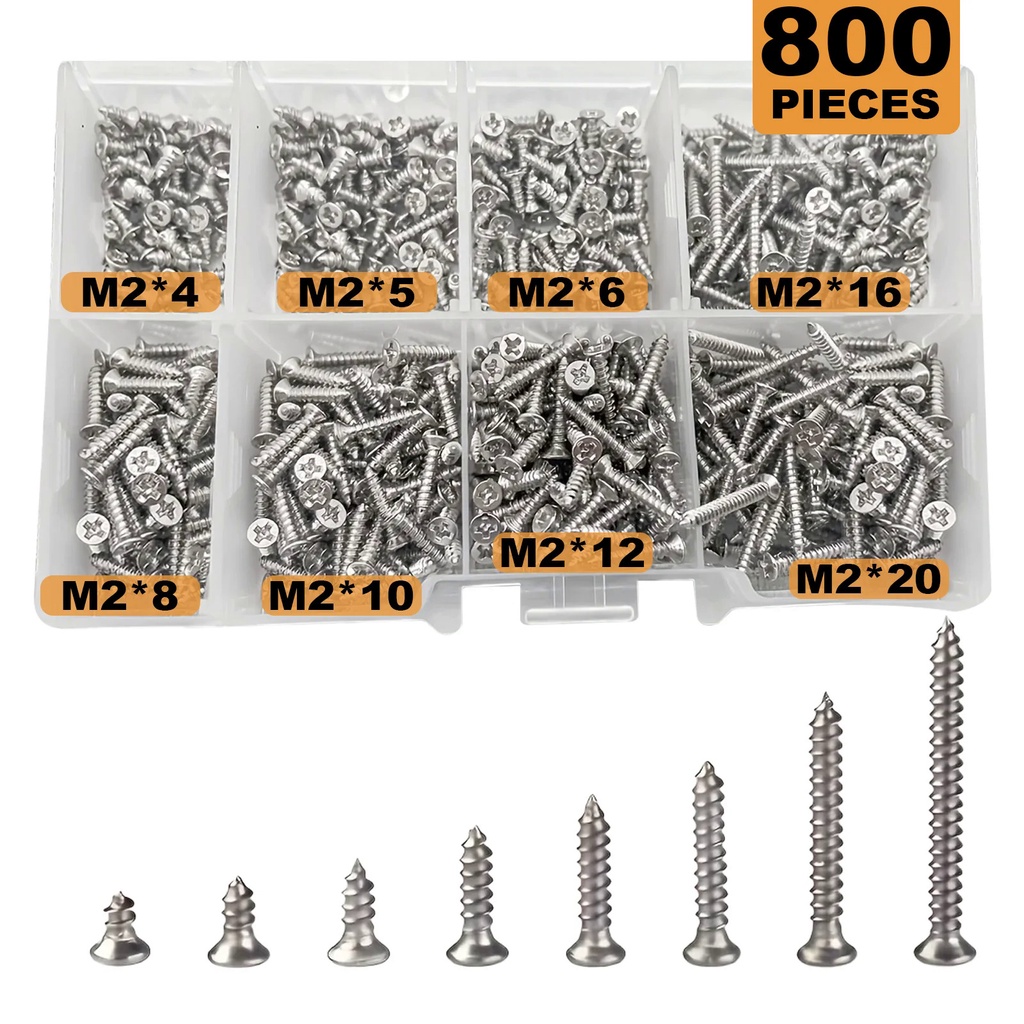 800 M2 nickel-plated self-tapping screws set small household screws suitable for repairing appliance