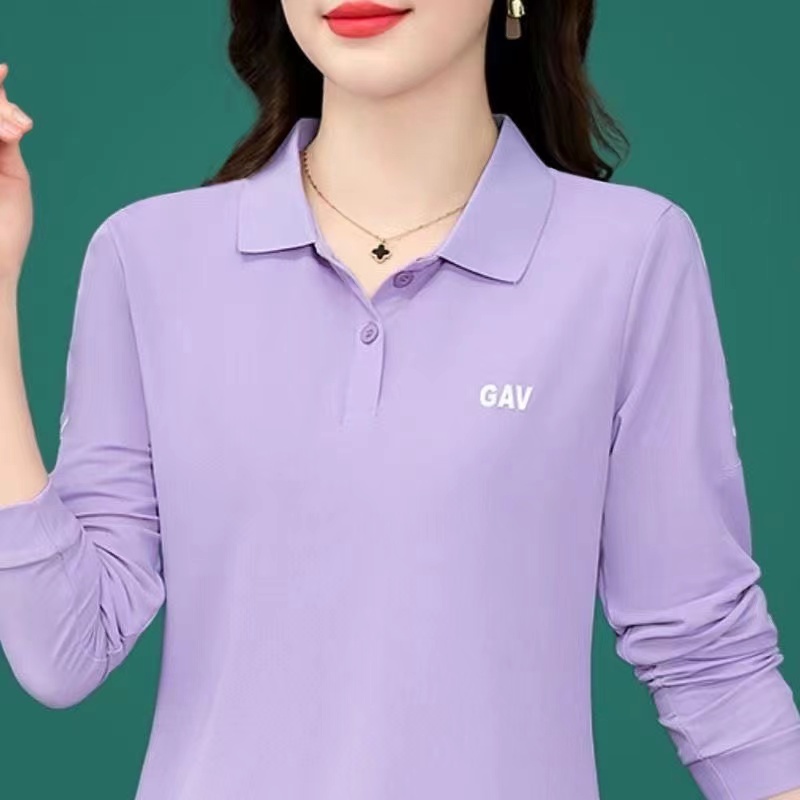 เสื้อยืดโปโล แขนยาว ทรงหลวม สไตล์ตะวันตก แฟชั่นฤดูใบไม้ผลิ และฤดูใบไม้ร่วง สําหรับผู้หญิง 2023