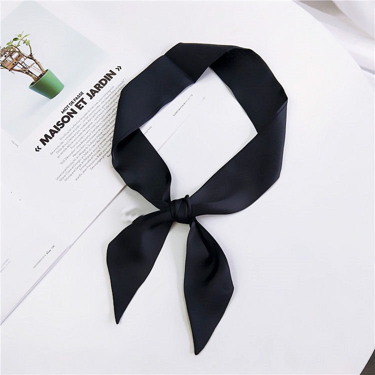 ผ้าพันคอ ผ้าซาติน ริบบิ้น ขนาดเล็ก 100 ซม. สีพื้น เครื่องประดับผม