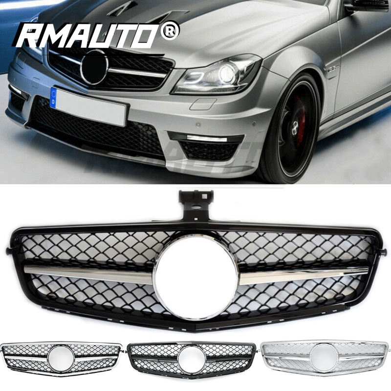 Rmauto C63 กระจังกันชนหน้ารถยนต์ สไตล์ AMG สําหรับ Mercedes W204 C200 C250 C350 2007-2014