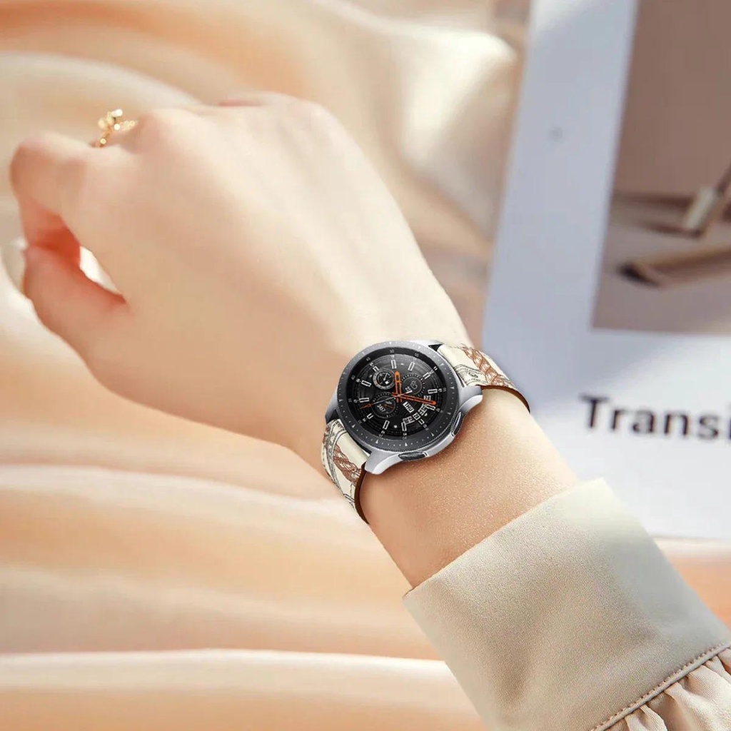 สายนาฬิกาข้อมือหนัง 20 มม. 22 มม. แบบเปลี่ยน สําหรับ Samsung Galaxy watch 6 5 4 40 มม. 44 มม. Samsung Gear S2 S3 Galaxy Active 1 2