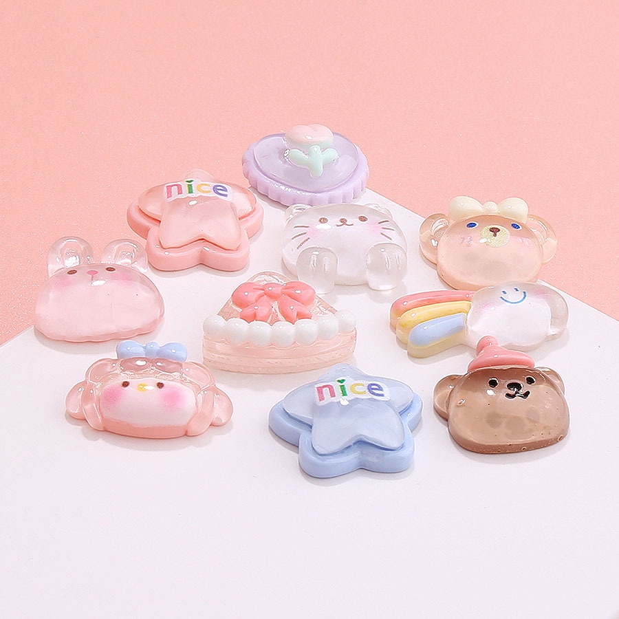 เรซิ่น diy แผ่นกาวเรซิ่น พลาสติกใส รูปการ์ตูนสัตว์ ไอศกรีมน่ารัก ขนาดเล็ก สําหรับทําเครื่องประดับ พวงกุญแจ กิ๊บติดผม diy
