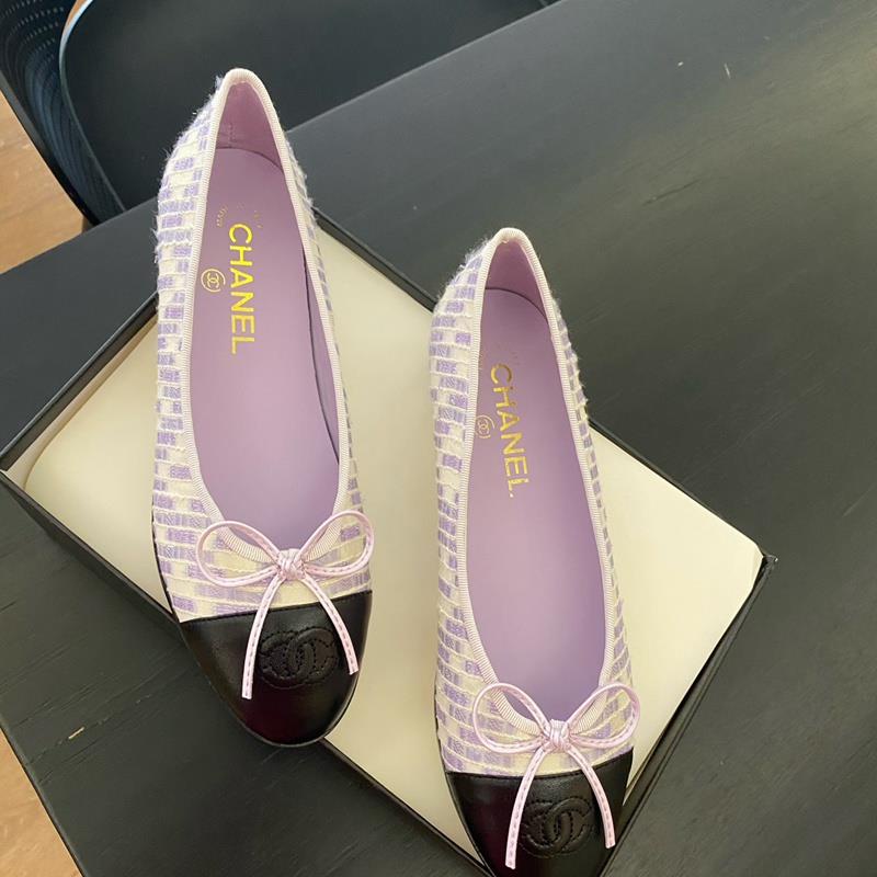 [EUR Size] Chanel รองเท้าส้นแบน สีม่วงอ่อน