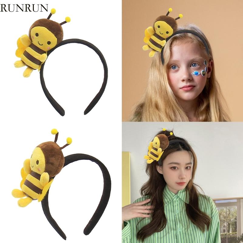 Runny ที่คาดผม แต่งหูสัตว์ การ์ตูนผึ้ง ผ้ากํามะหยี่ขนนิ่ม เครื่องประดับผม