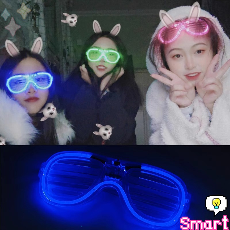 Smart แว่นตาเรืองแสง ""มีหลอดไฟ LED"" แว่นตาเรืองแสง แว่นตาเรืองแสง คริสต์มาส Luminous glasses