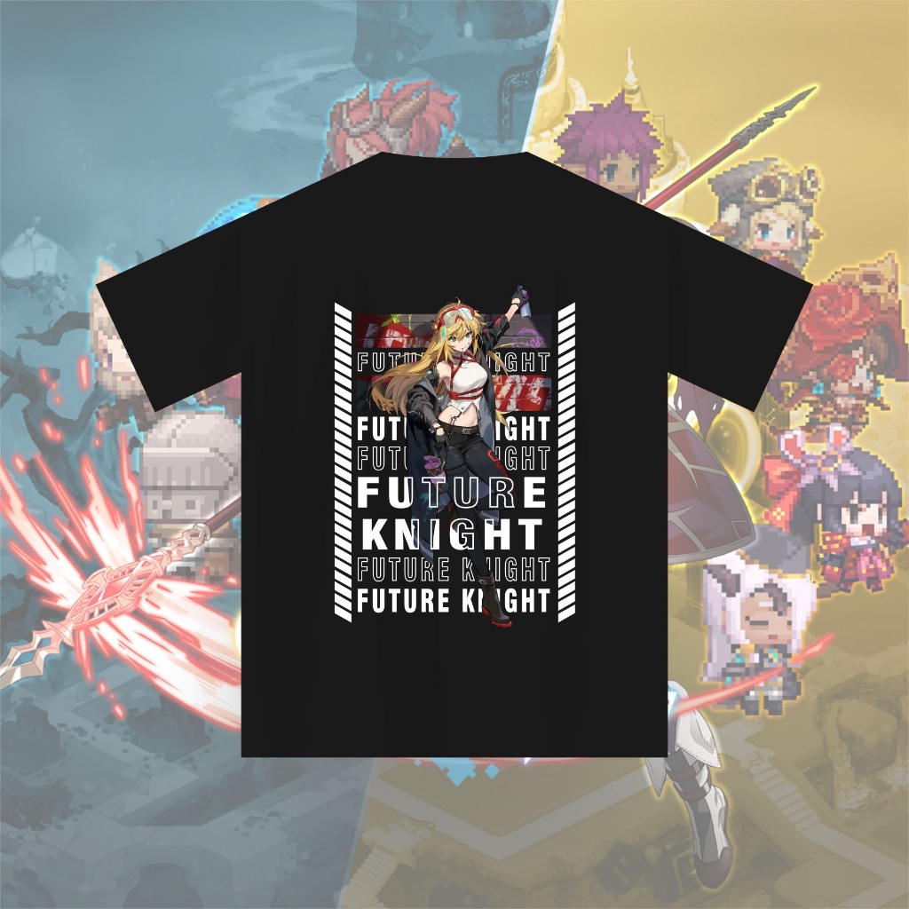 มีความสุข เสื้อยืด ผ้าฝ้าย ลาย Guardian Tales Future Knight SC Combed 30s
