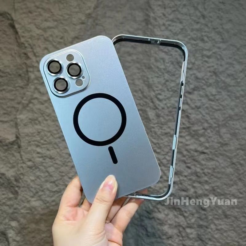 คุณภาพสูง หรูหรา สปริง หัวเข็มขัด แม่เหล็กดูด เคสอลูมิเนียม กรอบ สําหรับ IPhone 14 12 13 12 15 Pro Max ฟิล์ม พร้อมเลนส์ เคสป้องกัน
