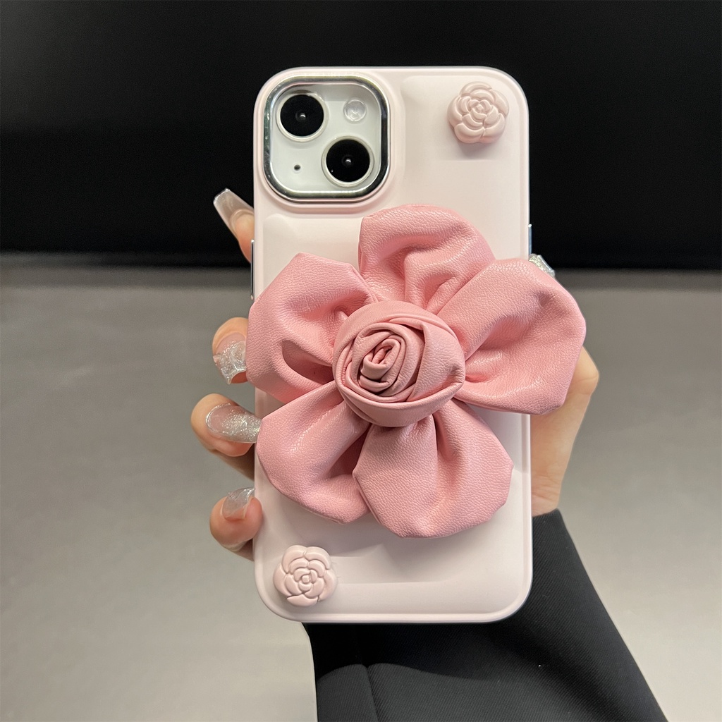 เคสโทรศัพท์มือถือ กันกระแทก ลายดอกไม้คามิเลีย เรียบง่าย สไตล์เกาหลี หรูหรา สําหรับ iPhone 15 Pro 11 12 13 14 Pro Max