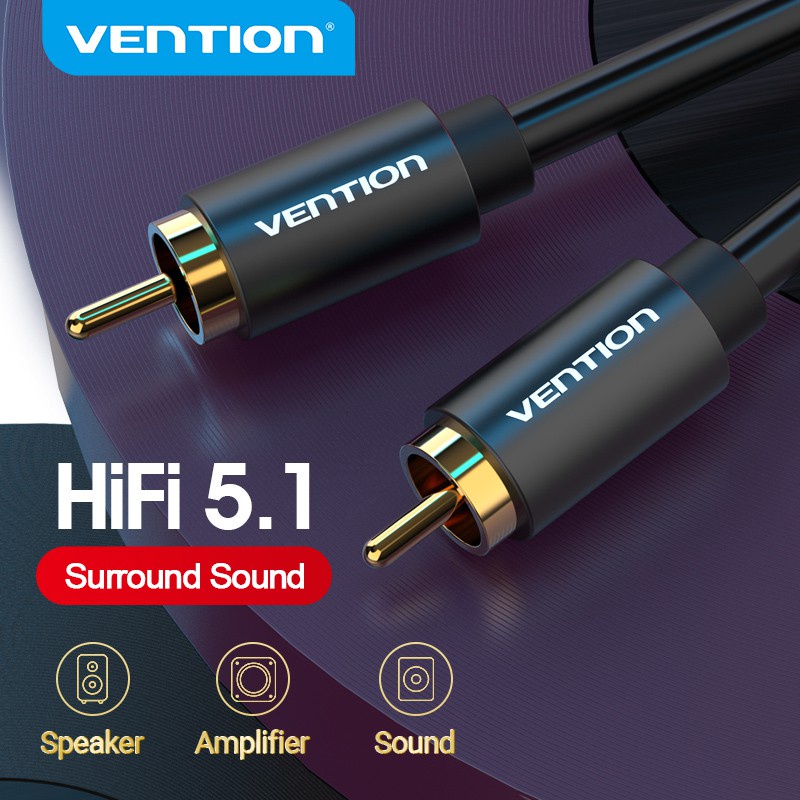 Vention RCA สายสัญญาณเสียง เป็น RCA สายวิดีโอสเตอริโอ