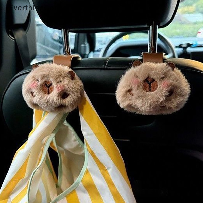 Ever ตะขอแขวนตุ๊กตา รูปการ์ตูน Capybara น่ารัก อเนกประสงค์ สําหรับแขวนเบาะหลังรถยนต์ 2 ชิ้น