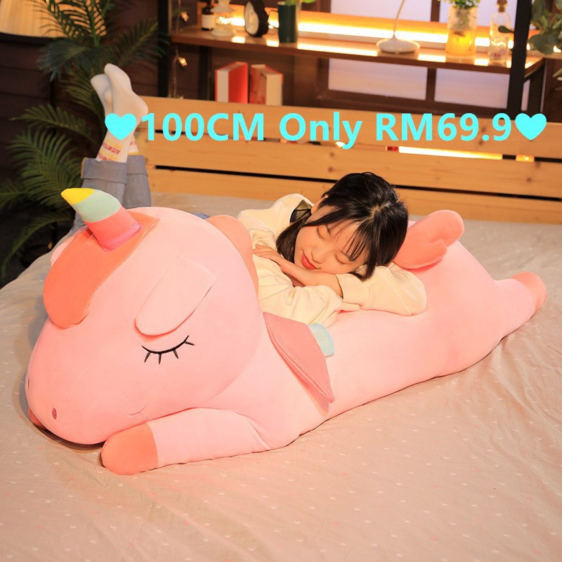 Jfmm หมอนตุ๊กตายูนิคอร์น ผ้ากํามะหยี่ขนนิ่ม ขนาด 40/60/80/100 ซม. ของเล่น ของขวัญวันเกิด สําหรับเด็ก