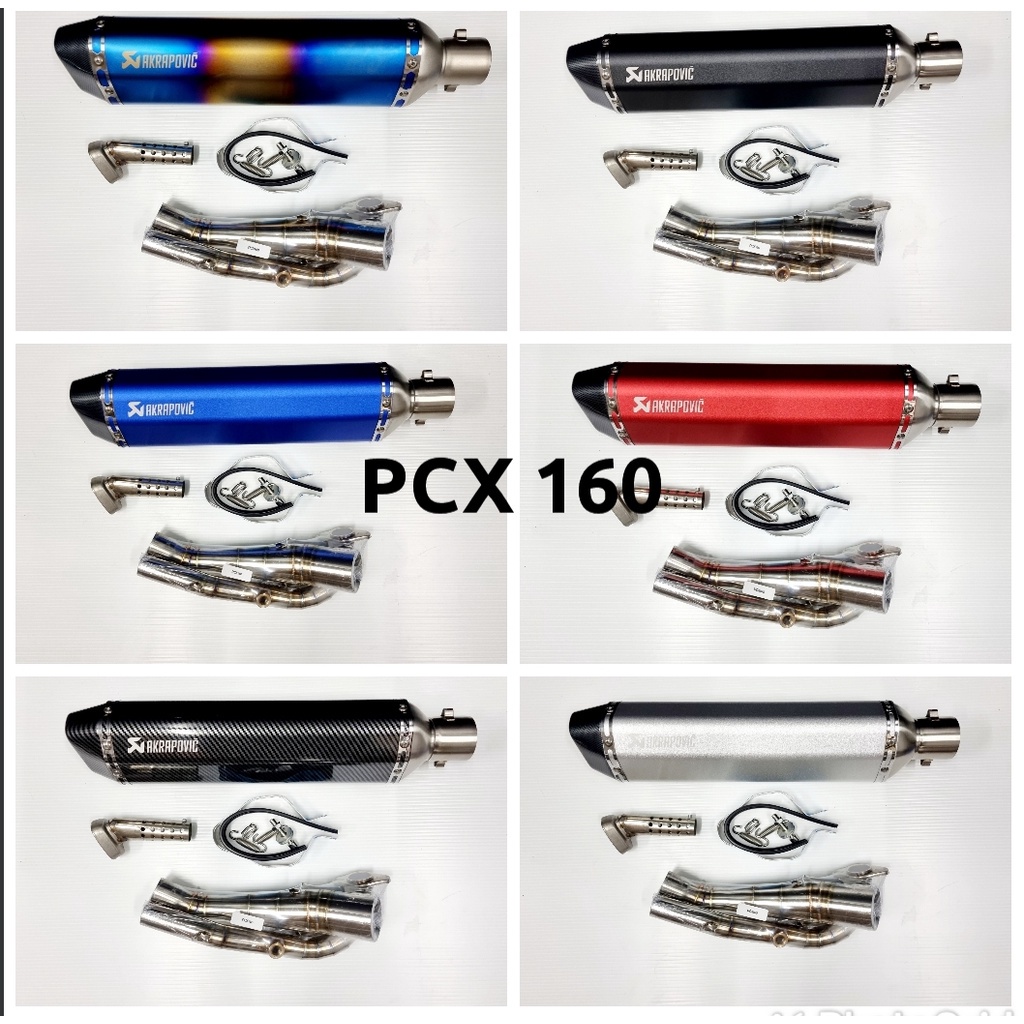 คอท่อ PCX 160 ปี 2021 ขึ้นไป พร้อมปลายท่อ  Akapovic ตัวผอม ยาว 18 นิ้ว งานดีมาก ฟรีจุกลดเสียง