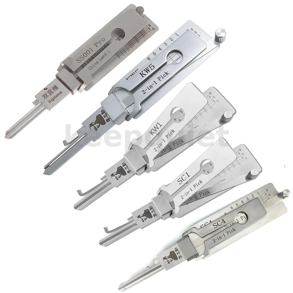 Lishi 2 in 1 เครื่องมือถอดรหัส KW1 SS001 SS002 KW5 SC1 SC4 สําหรับช่างทํามือทุกประเภท