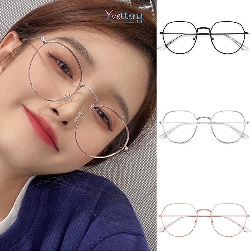 ส่งเร็ว🔥แว่นตาป้องกันรังสีทรงกลมไร้กรอบโลหะแฟชั่นสไตล์เกาหลีถนนถ่ายภาพใส่สบายตาสําหรับผู้ชายและผู้หญิง