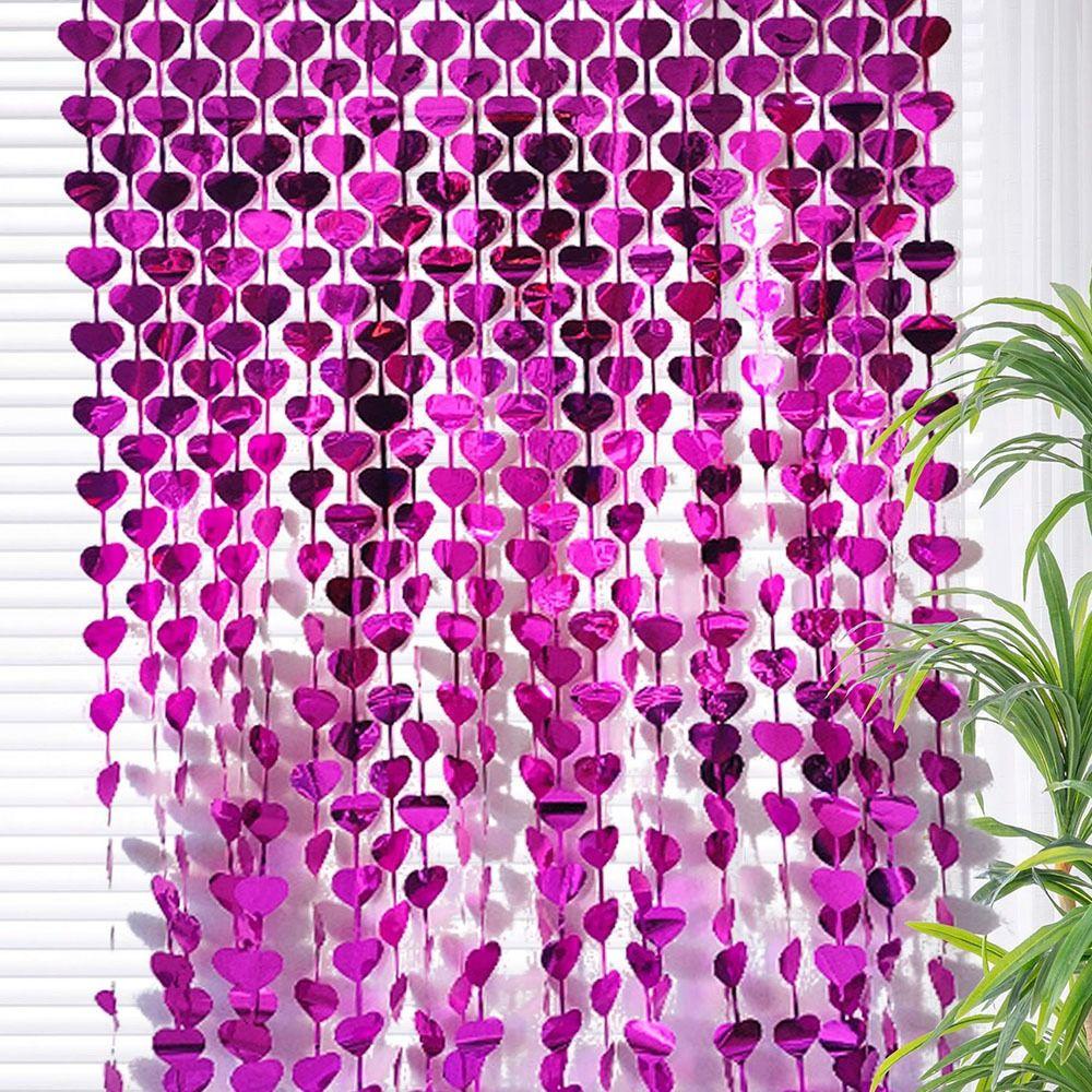 Kentontllb ม่านฝนหัวใจ, PET 1m2m ผ้าม่านปาร์ตี้, ม่านฟอยล์ รูปหัวใจสีสันสดใส Glitter พื้นหลังผ้าม่านตกแต่งงานแต่งงาน - รูปที่ 3