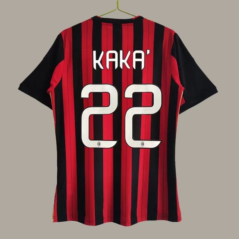 เสื้อกีฬาแขนสั้น ลายทีม Milan 2013-14AC ชุดเหย้า 22 Kaka เสื้อเชิ้ต แขนสั้น เลือกชื่อได้