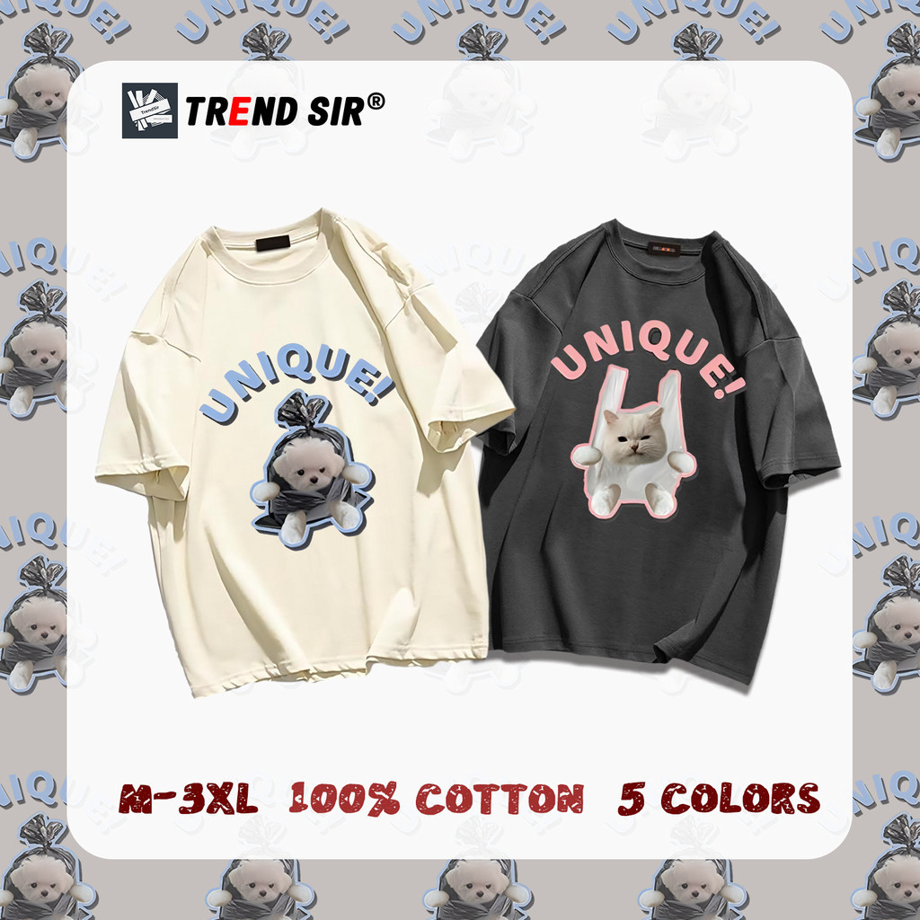 TrendSir พร้อมส่ง เสื้อยืด คู่รักผ้าคอตตอน 9สี M-3XL