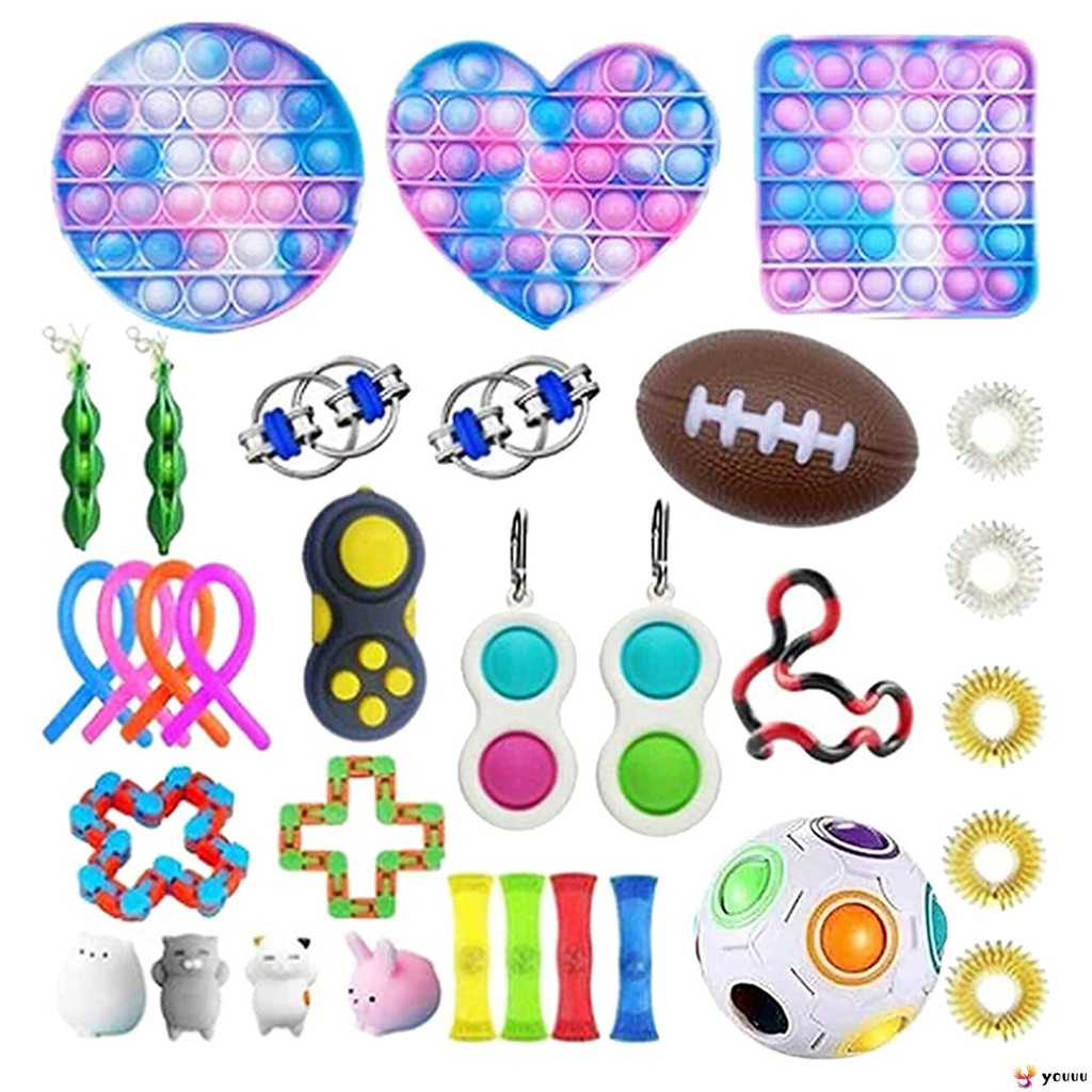 Fidget Toys แพ็คของเล่นคลายเครียดและบรรเทาความวิตกกังวล Simple Dimple ของเล่นบรรเทาความเครียดและ Anti-Anxiety