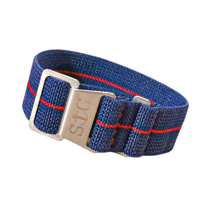 [ ] StrapGuy MN Style 22mm Navy Blue & Red Strap Stainless Hardware