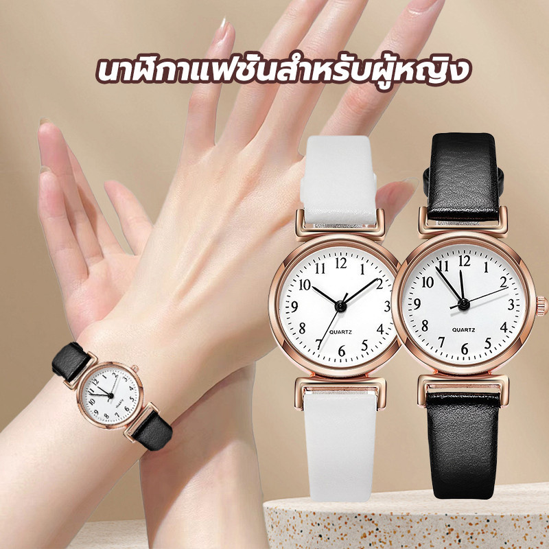 นาฬิกาสายหนัง นาฬิกาผู้หญิง แผ่นดิสก์ ขนาดเล็ก แฟชั่นสําหรับสตรี ความเรียบง่าย สายหนัง ปรับได้