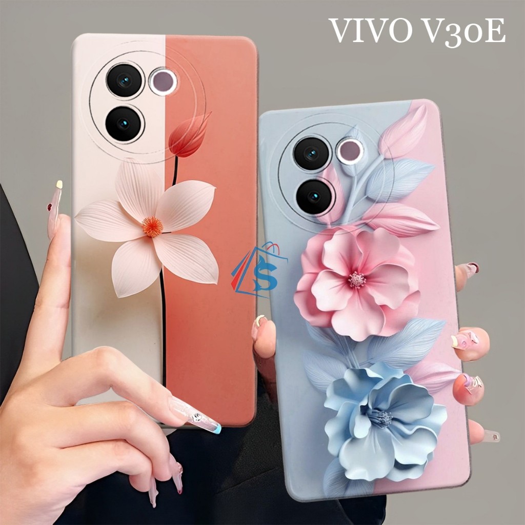 HP [SHARK CASE] Softcase VIVO V30E 5G 2024 NEWEST Beautiful Floral Motif - เคส Vivo V30E - เคส Vivo 